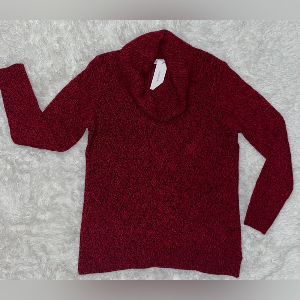 Calvin Klein Cowl Neck Red Sweater Large NWT